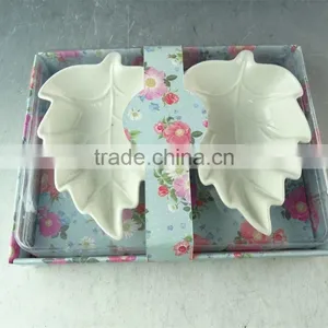 Stock Cheap Popular Small White Porcelain Leaf-shaped Dish, Good Quality Porcelain Dish With Cheap Price thumbnail-1