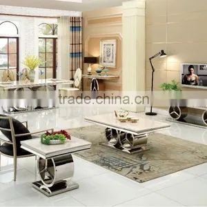 2016 Luxury Stainless Steel Dining Table/ Elegant Marble Dining Table for Wholesale AH068 thumbnail-1
