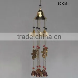 Brass Wind Chimes With Star and Angels in Mirror Polish thumbnail-1