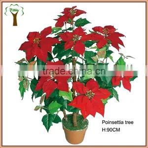 Artificial Red Poinsettia Flower Tree thumbnail-1