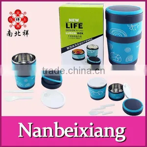 2 Layer Stackable Stainless Steel Dinner Bucket With Cutlery Sets thumbnail-1