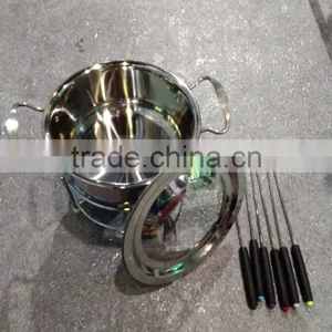 Hot Sale Stainless Steel Round Cheese/chocolate Fondue Set With Fork thumbnail-6