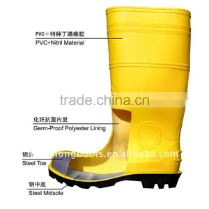 Yellow Steel Toe Steel Midsole Pvc Safety Boots thumbnail-6