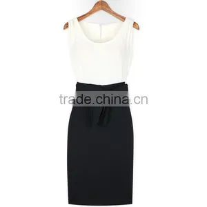 Wholesale New Fashion Ladies Dresess , Sexy Women Summer Chiffon Evening Cocktail Party Sleeveless Bodycon Pencil Dress thumbnail-3