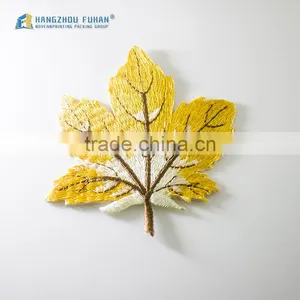 Fashionable Customized Textile Leaf Shape Embroidery Badges thumbnail-1