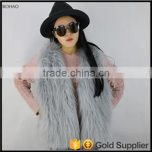 Fur Vest In Grey Long Haired Womens Faux Fur Vest For Fall Or Winter thumbnail-3