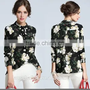 Best Selling Summer Elegant Design Floral Print Shirts for Women thumbnail-6