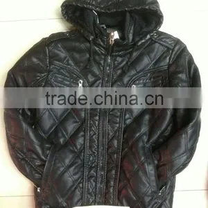 NEWEST TOP FASHION MEN WINTER PU JACKET WITH HOOD thumbnail-1