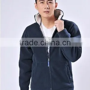 Wholesale Custom Design Plain Blank Long Sleeve Polar Fleece Jacket With Stand Collar thumbnail-1