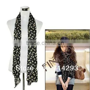 New Fashion Chiffon Colorful Sweet Cat Pattern Women's Long Scarf Neck Wrap Shawl 9336 thumbnail-1