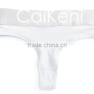 OEM Customized Your Own Brand Logo Design on Elastic Silver Band High Cut G-String Hipster Cotton Lady Boxer Briefs Women Briefs thumbnail-4