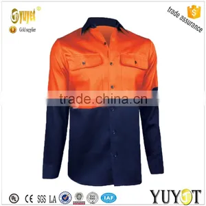 Hi-vis Ladies Two Pockets Long Sleeve Two Tone Cotton Work Shirt thumbnail-1