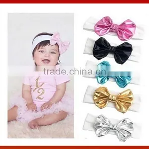 New Design 2015 Hair Crown Children Fabric Bow Design Baby Headband/Korean Design Baby Headband With Bows thumbnail-1