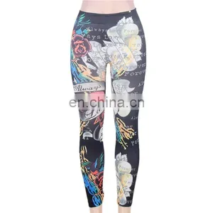 Newest Printed Seamless Tatoo Design Leggings thumbnail-4