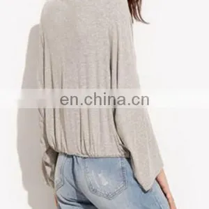 2016 New Design Women Ladies Plain TShirt Long Sleeve Shirt Casual Blouse Tops V Neck Cotton Tee thumbnail-2