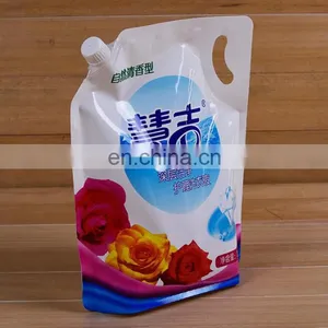 Manufacture Customized Reusable Laundry Washing Liquid Packaging Spout Pouch Bag With Top Handle thumbnail-1