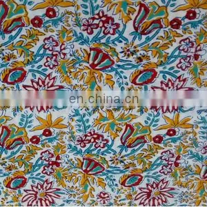 Floral Print Hand Block Printed Cotton Fabric Sanganeri Jaipuri Fabric / Fabric / 100% Cotton Fabric thumbnail-2