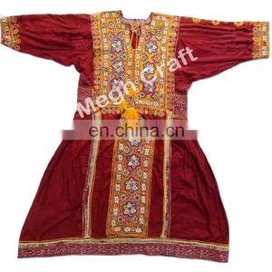 Afghanistan Costume Tunic Top -Afghani Mirror Work Tunic - Tribes Textile Costumes Kurta - Afghani Handmade Vintage Dress thumbnail-4