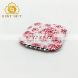 70mm Personalised Designer Red Flowers Printing Compact Mirror thumbnail-2