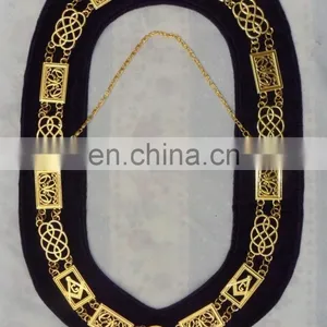 MASONIC REGALIA GRAND LODGE GOLD FINISH METAL CHAIN COLLAR PURPLE thumbnail-6
