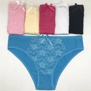 Yun Meng Ni Sexy Underwear Front Transarent Lace Briefs Breathable Cotton Panties For Women thumbnail-4