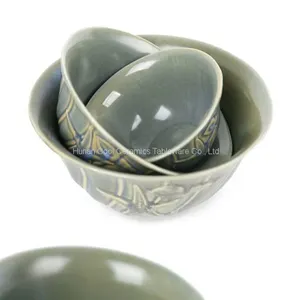 Boutique Embossed Ceramic Soup Bowl Set Ceramic Bowls thumbnail-1