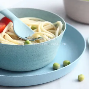 Spot Wheat Straw Tableware Wheat Straw Tableware Set Cup Bowl Set Cutlery, Fork and Spoon Set Anti - Fall Plate Wholesale thumbnail-2