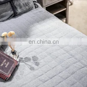King Size Gray Color Vintage Washed Solid Cotton Quilt and Shams Set /Comfortable Bedding Bed Sets thumbnail-3