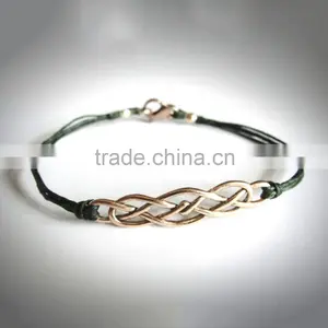 Wax Cord Mens Custom Metal Charm Bracelet thumbnail-1