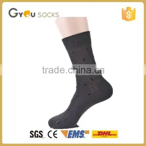 Man's Solid Color High Quality Black ColorJacquard Dress Sock Tube Socks thumbnail-1