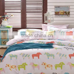 Best Fashion Cute Animal Horse Printed Cotton Children Bed Cover Set Reactive Printing Kids Cartoon Bedding Set thumbnail-1