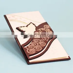 Newest 2016 Blank Inserts Printable Rectangle Leaf Wooden Designed Wedding Cards thumbnail-2