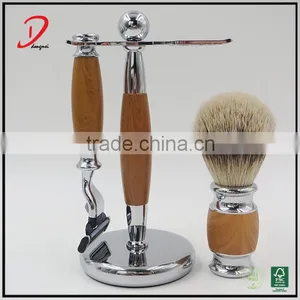 Faux Wood Metal Handle Shaving Brush Set ,male Shaving Razor Custom Shaving Set , Shaving Brush Kits Professional Manufacturer thumbnail-2