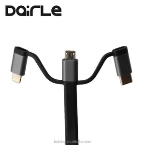 High Quality 3 in 1 Key Chain Design Portable USB Charging Cable for IPhone 7/8/X and Android Mobile Devices thumbnail-4
