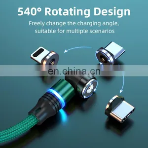 Wholesale 1M 2M 3PIN 540 Rotation Fast Charging Type C 3 In 1 Usb Charging Cable Magnetic Data Cable for Iphone thumbnail-5