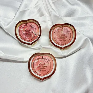 Fully Customized Peach Shape Blusher Palette With High Glow Face Backed Powder Oem Blush and Highlighter Chunky Glitter thumbnail-5