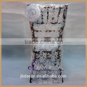 C174F1 White Elegant Chair Sashes Lace Chair Covers Wedding thumbnail-2