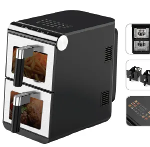 Double-layer Touch Sensitive Electric Fryer Multifunctional Oil Fume Free Electric Oven（Wechat/whatsapp:008613510231336） thumbnail-1