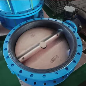 DN150 WCB Ductile Iron QT450 GGG50 Lined EPDM Large Diameter Double Eccentric Flange Electric Butterfly Valve thumbnail-3