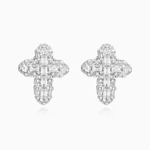 Shining Star Jewelry Religious Classic Mini Crucifix Cross Zircon Stud Earrings thumbnail-3