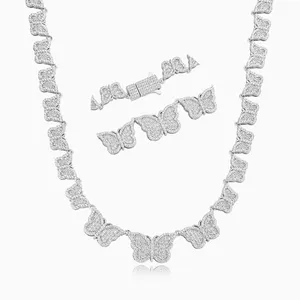 Shining Star Jewelry Bling Moissanite Butterfly Chain Necklace For Women Men thumbnail-1