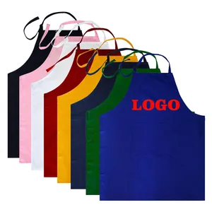 Sleeveless Apron Manufacturer Customize High Quality Low Price Poly-cotton Cooking Kitchen Aprons With Logo thumbnail-1