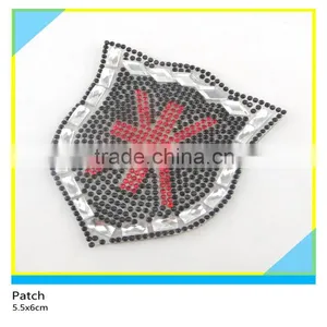 Iron on Glass Stone Applique Hotfix Red "M" Word Rhienstone Patch 5.5x6cm thumbnail-1