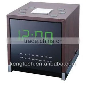 MDF WOOD CASING CUBE SHAPE LED DISPLAY ALARM CLOCK RADIO thumbnail-1