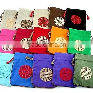 Custom Cotton Embroidery Chinese Style Drawstring Small Pouch thumbnail-1
