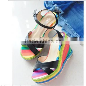 Hidden Wedge Heel Casual Shoes Shoes Factory China European Women Wedge Sandals thumbnail-1