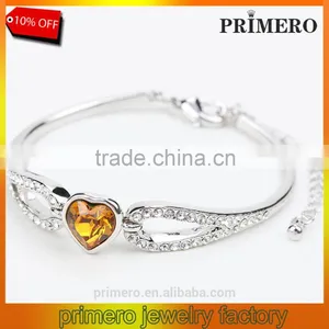 Love Gifts Austrian Crystal Rhinestones Heart Angel Wings Bracelet Bangle Jewelry thumbnail-1