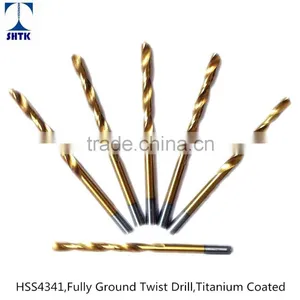 Factory Sales Directly, HSS 4341 Fully Ground Twist Drill Bit, Titanium Coated thumbnail-1