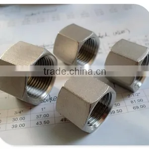 150# 304 Stainless Steel Female Threaded Pipe Fittings Hex Cap thumbnail-1