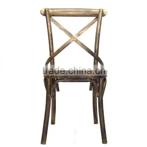 Antique Bronze Metal Cross Back Dining Chair thumbnail-6